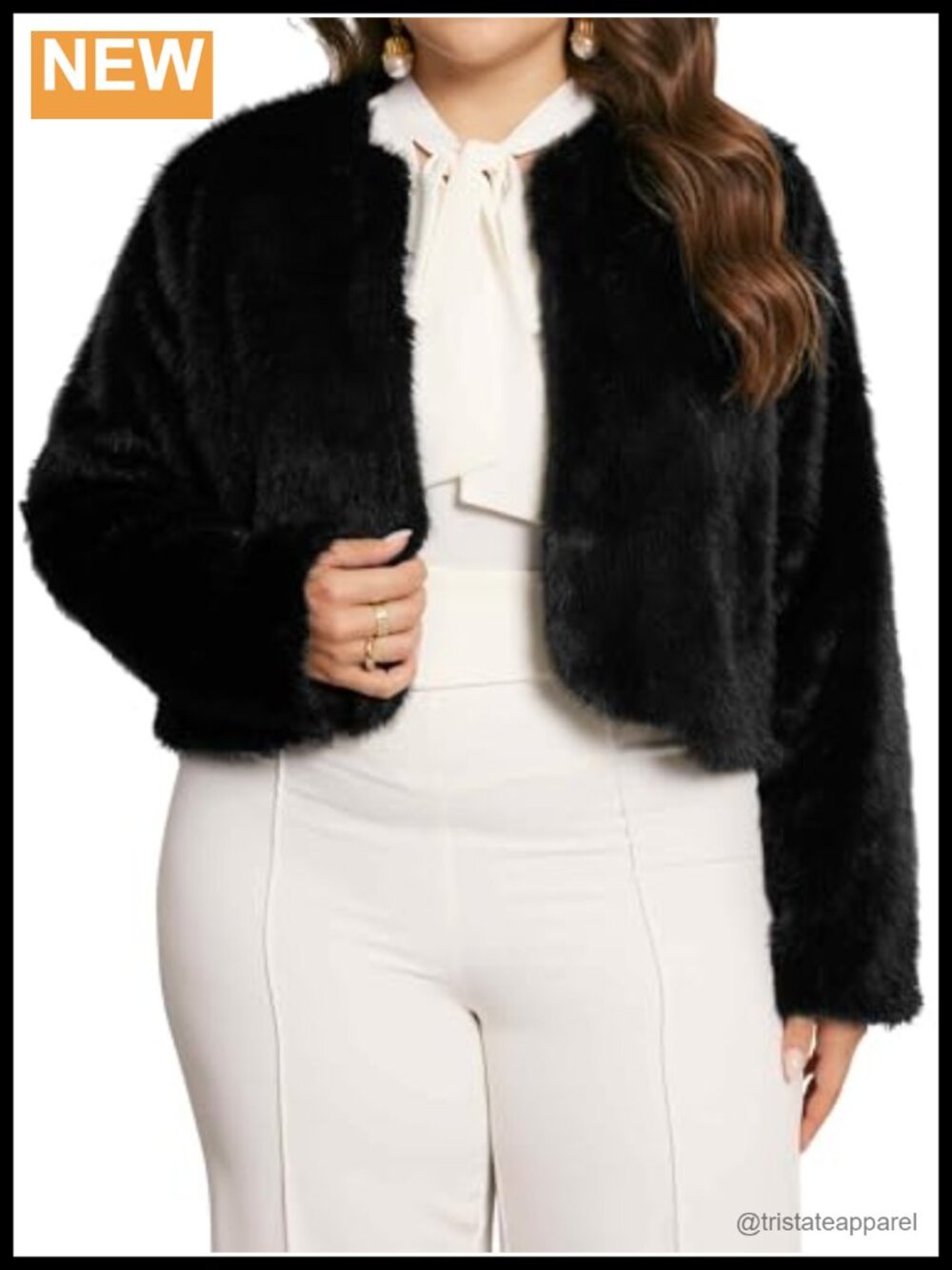 Plus Size Faux Fur Jacket Cardigan Coat for Women Long Sleeve Open Front Winter